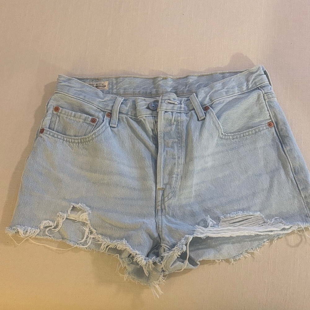 Levi's Light Wash Distressed Jean Shorts